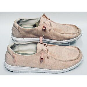 Hey Dude Wendy Shoes Women’s Size 11 Linen Pink Lemonade Slip On Casual Comfort